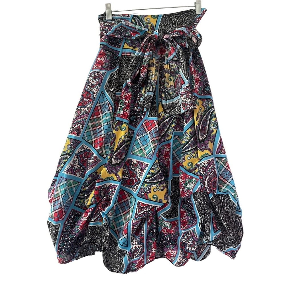 Forward Multi-Color Patchwork Print Skirt‎ S/M
